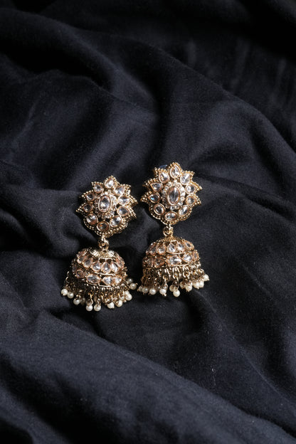 Antique Pearl Floral Jhumka