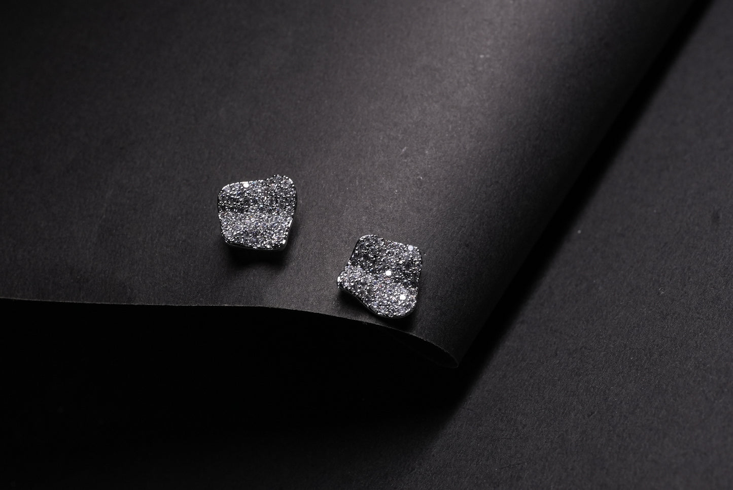Black Glitter Stud Earrings