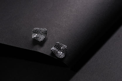 Black Glitter Stud Earrings