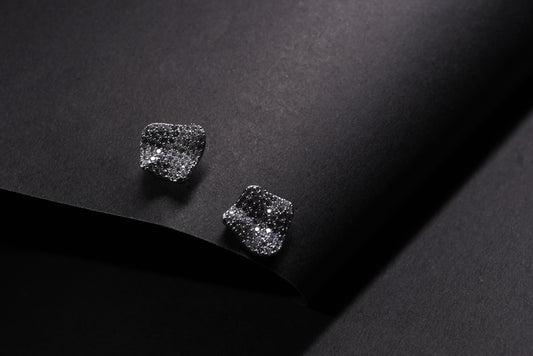 Black Glitter Stud Earrings