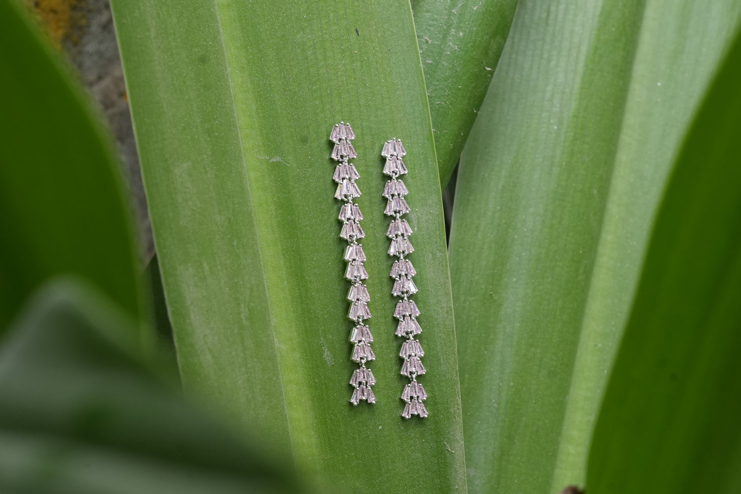 Silver-Toned Crystal Baguette Drop