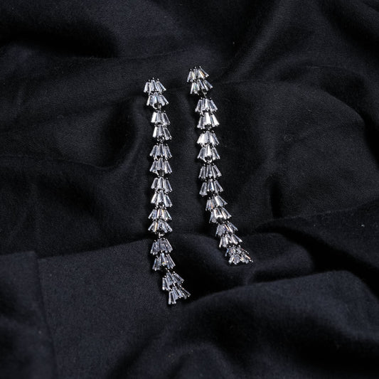 Silver-Toned Crystal Baguette Drop
