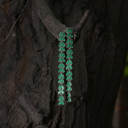 Emerald Green Baguette Crystal Drop
