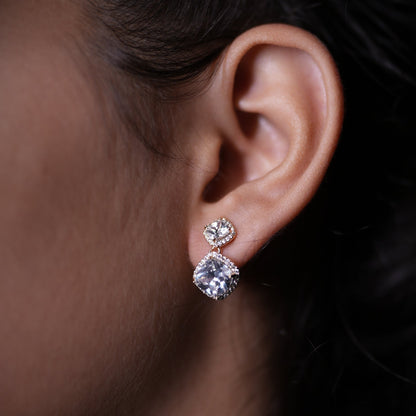 Cushion-Cut Crystal Drop Earrings