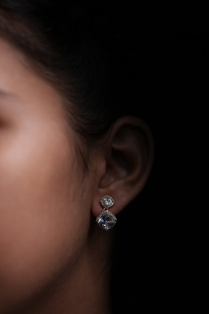 Cushion-Cut Crystal Drop Earrings