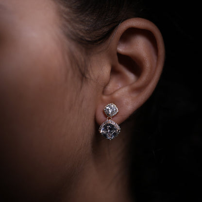 Cushion-Cut Crystal Drop Earrings