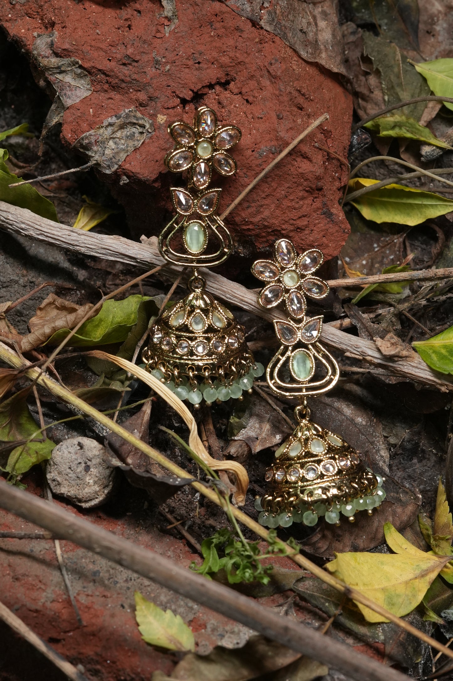 Mint Green Owl Jhumka