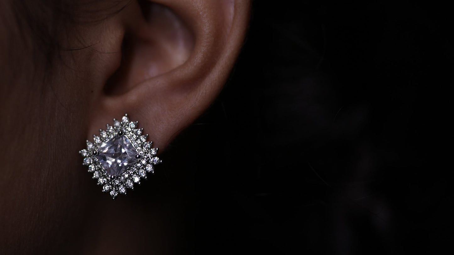 Radiant Cushion-Cut Halo Stud Earrings