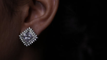 Radiant Cushion-Cut Halo Stud Earrings