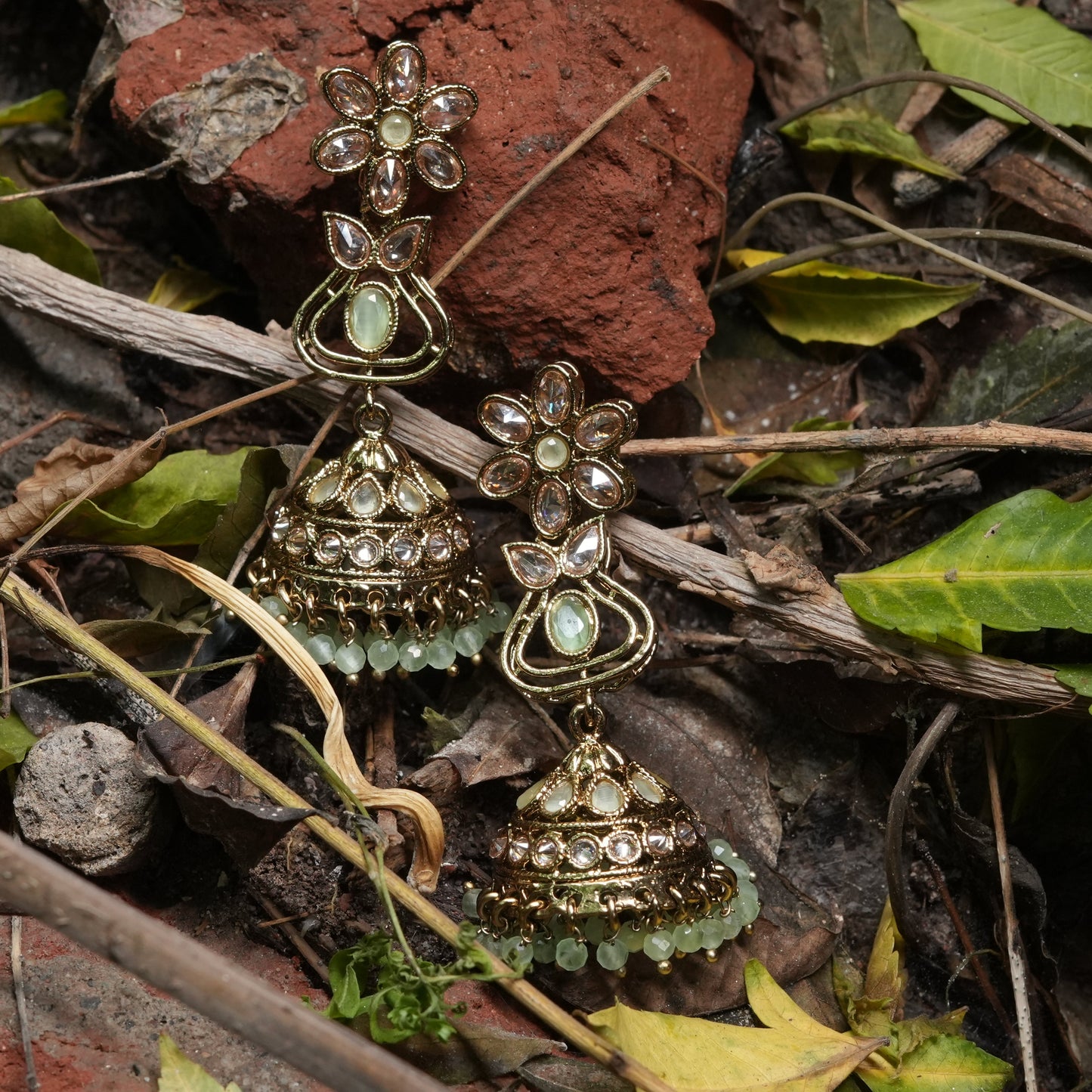 Mint Green Owl Jhumka