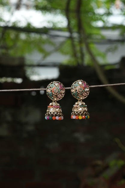 Multicolor Kundan Jhumka