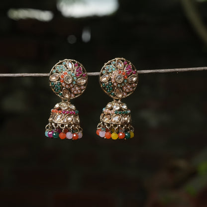 Multicolor Kundan Jhumka