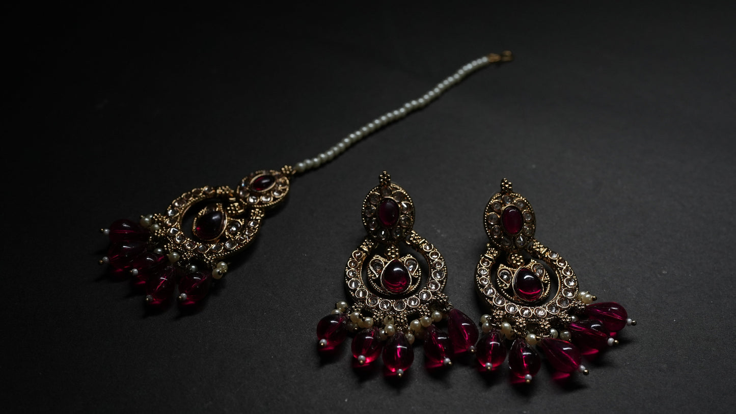 Red Pearl Jhumka set