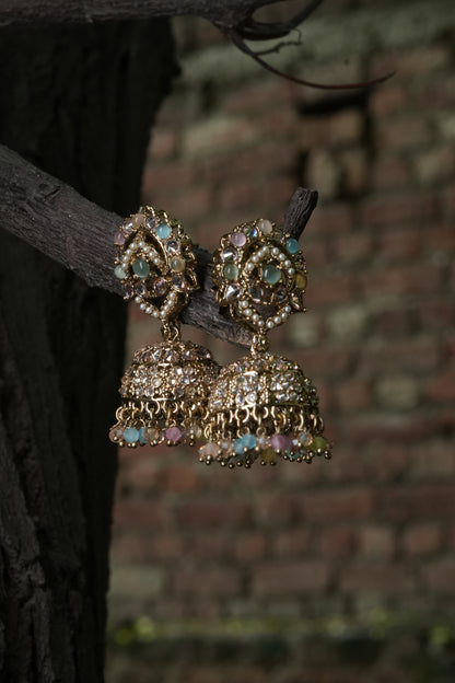 Pastel Kundan Dome Jhumka