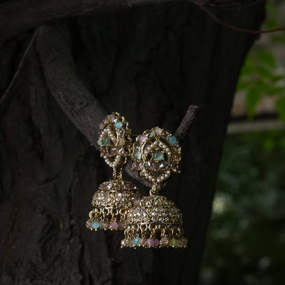 Pastel Kundan Dome Jhumka