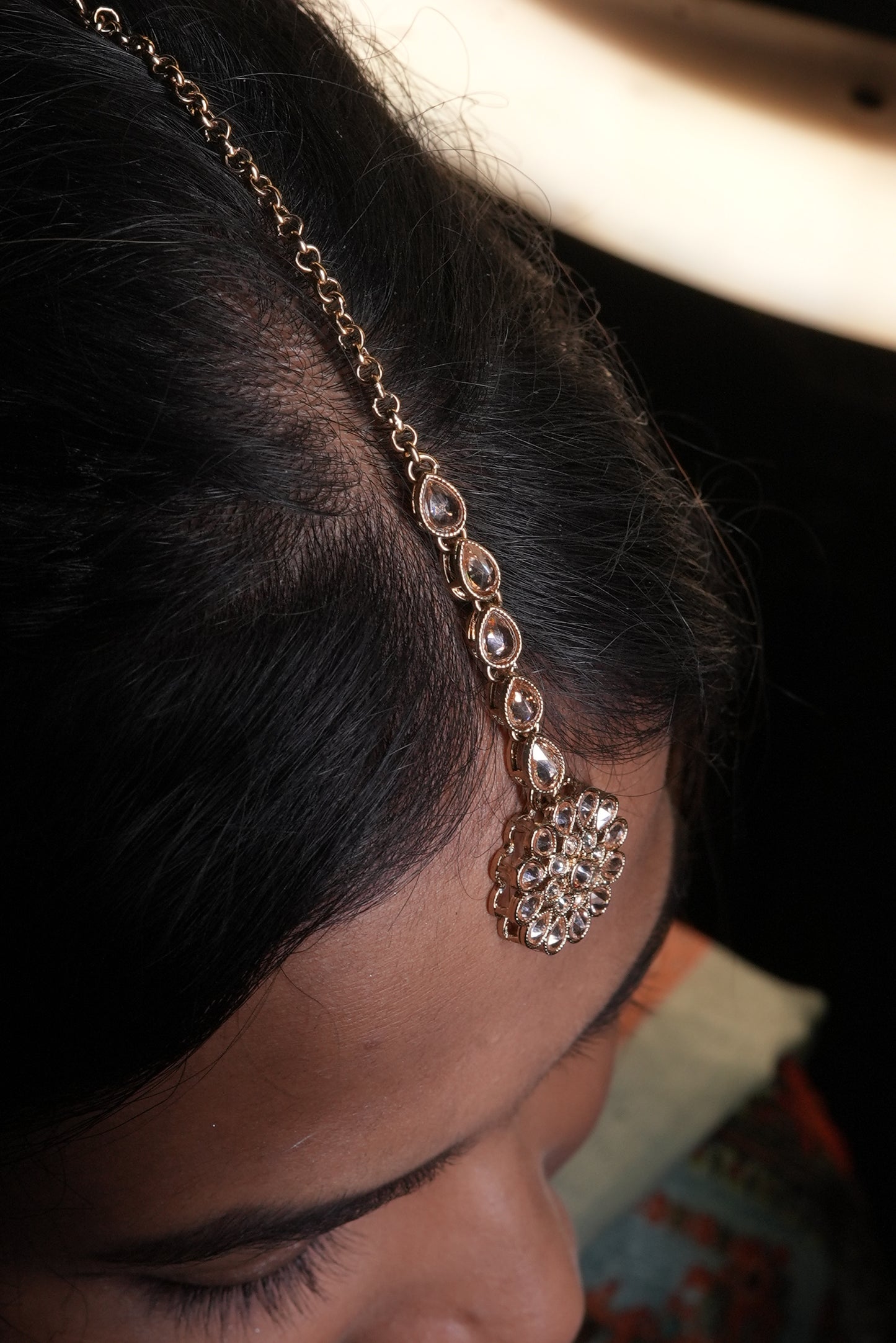 Gold-Tone Floral Maang Tikka