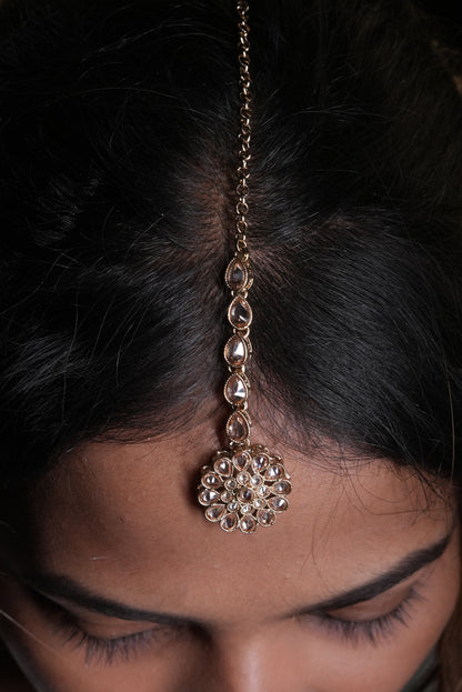 Gold-Tone Floral Maang Tikka