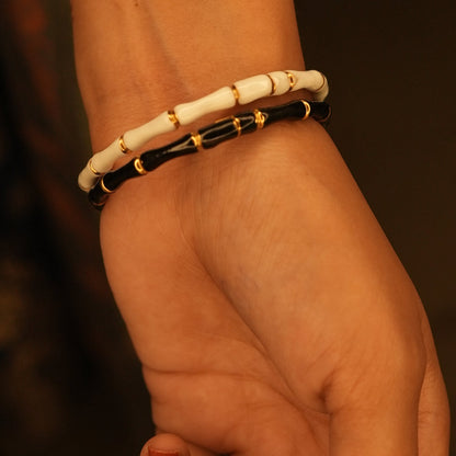 White and Black Beaded Bracelet