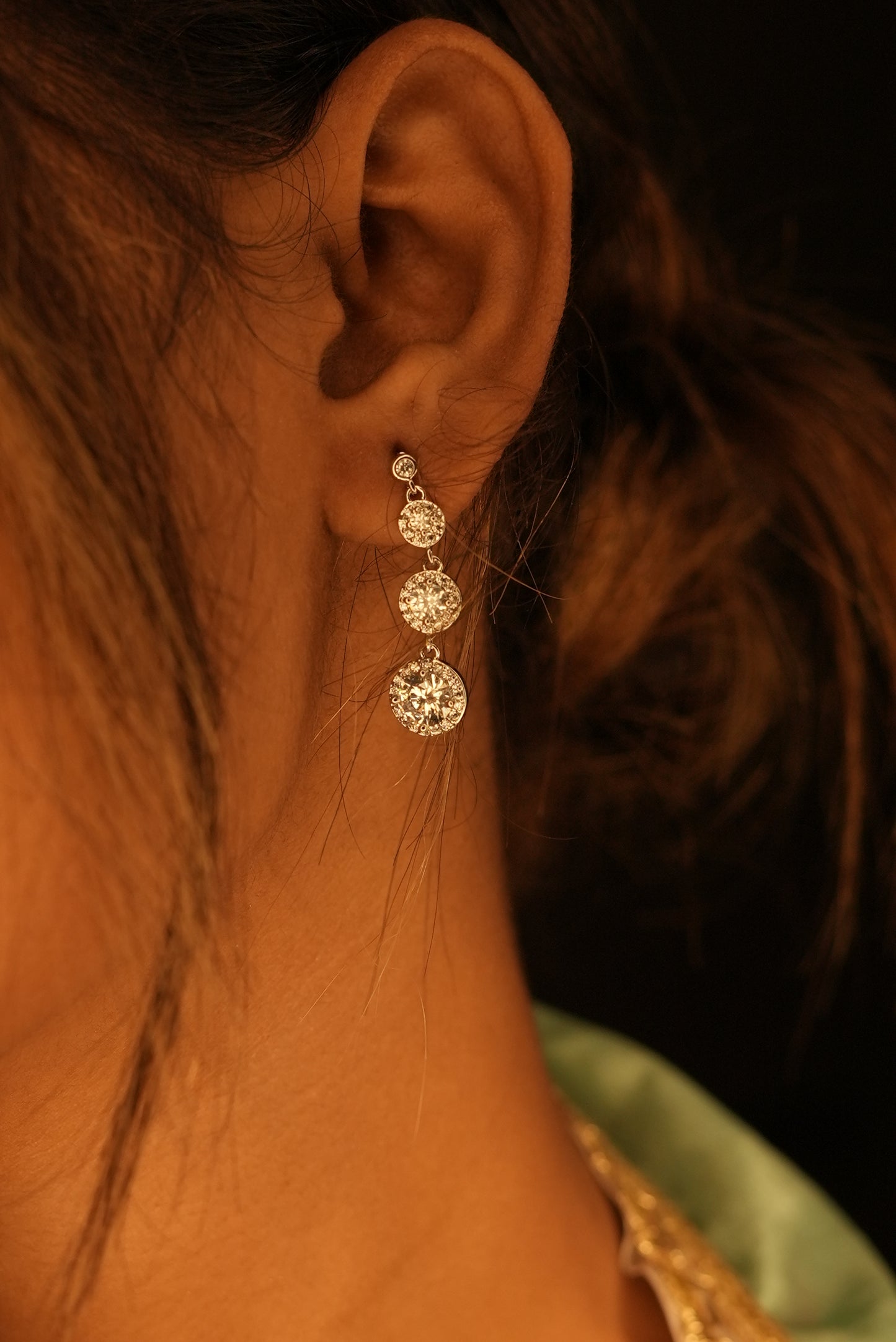 Triple Disc Drop Earrings