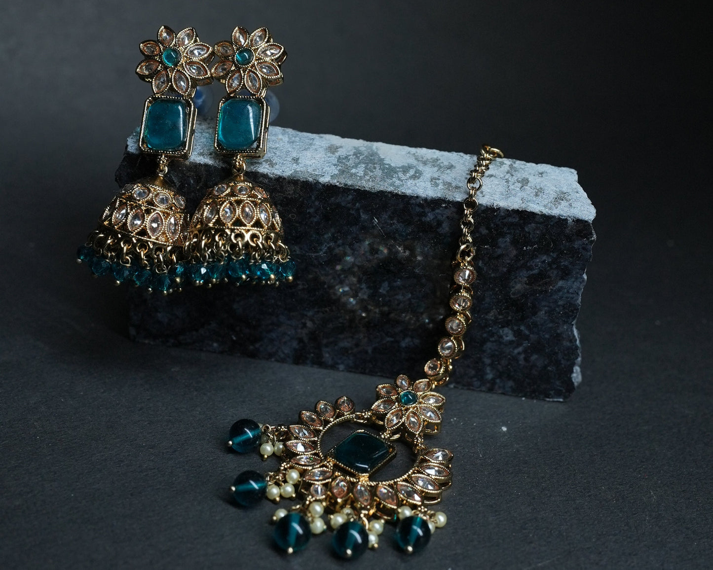 Teal Green Jhumka Set