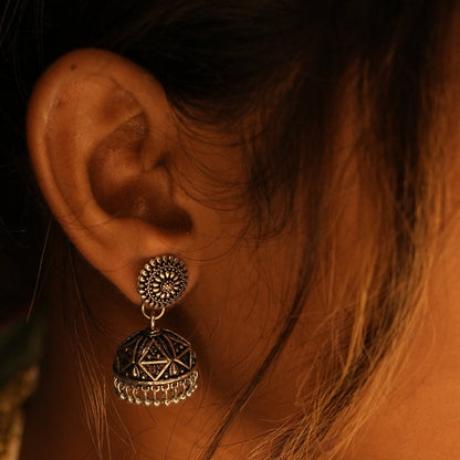 Antique Black and Gold Jhumka