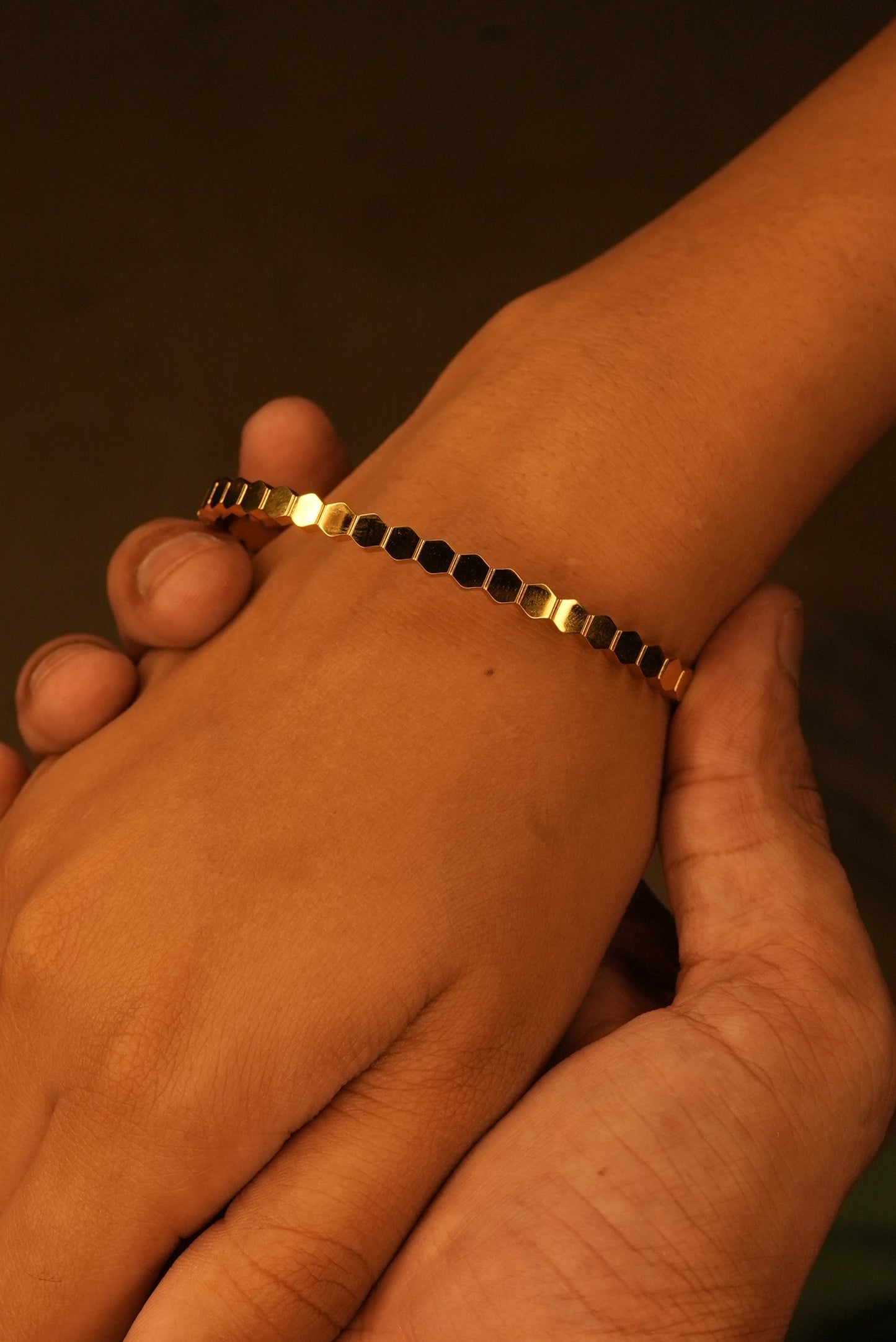 Sleek Hexagon Link Gold Bracelet